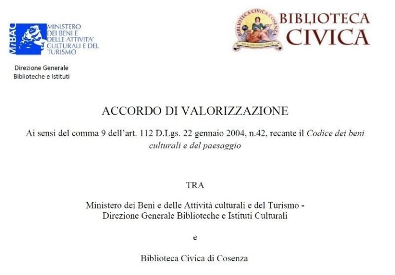 Sottoscritto l’accordo di valorizzazione della Biblioteca civica con il Mibact