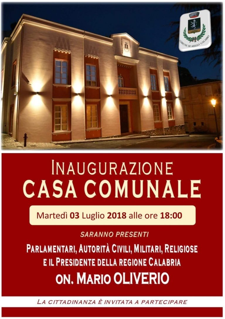 Aiello Calabro, il 3 luglio s’inaugura la nuova casa comunale