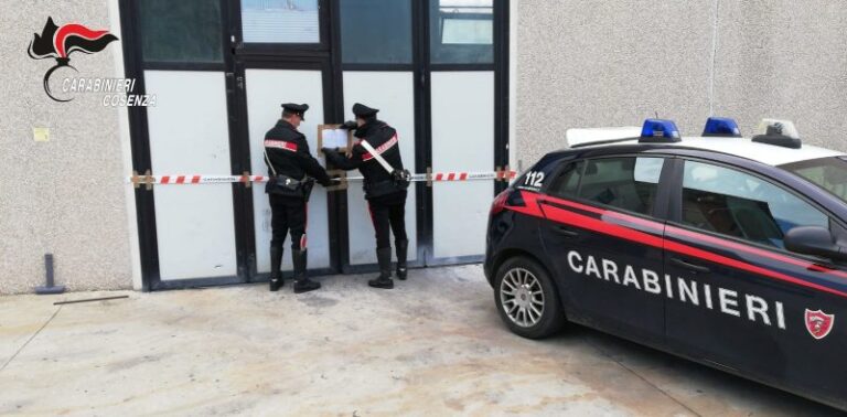 Fuscaldo, i Carabinieri sequestrano impianto industriale