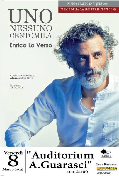 Enrico Lo Verso in scena a Cosenza con lo spettacolo  “Uno, Nessuno, Centomila” 
