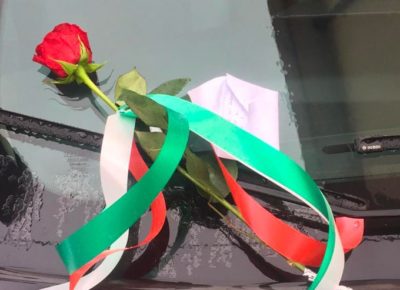 rosa rossa su auto cc Vibo