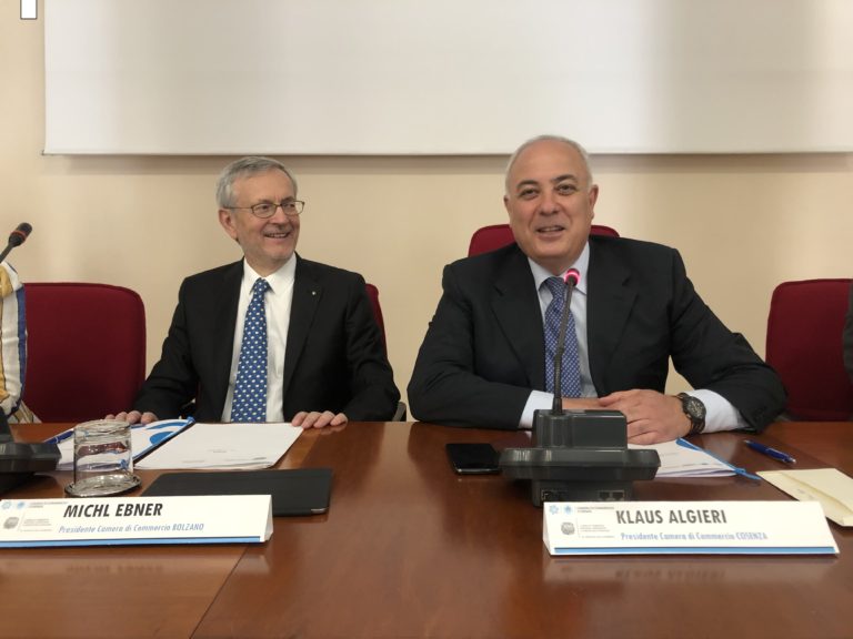 Sottoscritto stamane  l’accordo-quadro tra le Camere di commercio di Cosenza e di Bolzano