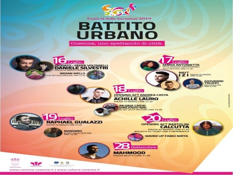 Cosenza, uno spettacolo di città. Ai nastri di partenza la 21ma edizione del Festival delle Invasioni 2019