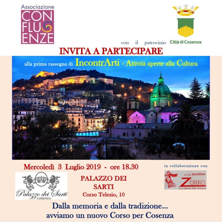 Grande successo per IncontrArti, rassegna culturale del Comune di Cosenza e associazione Confluenze