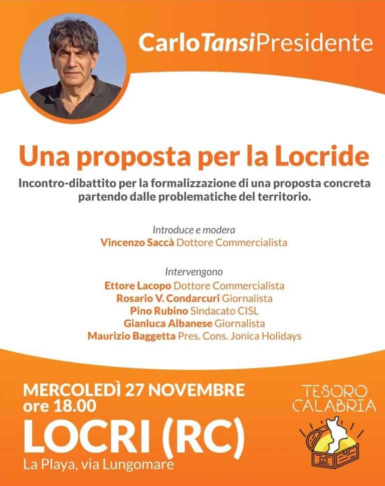 Carlo Tansi domani presenta una proposta per Locri