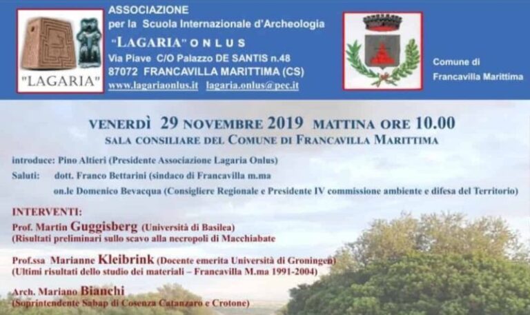 A Francavilla marittima importante incontro sulla necropoli di Macchiabate