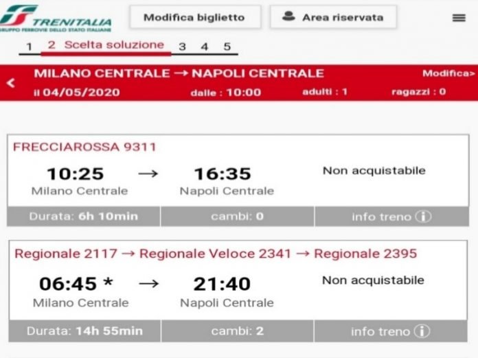 trenitalia tutto prenotato 4 maggio