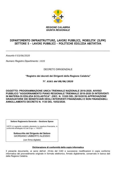 il decreto regionale