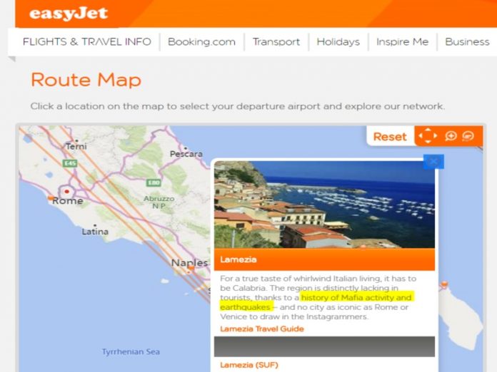 easyjet cattiva pubblicità calabria