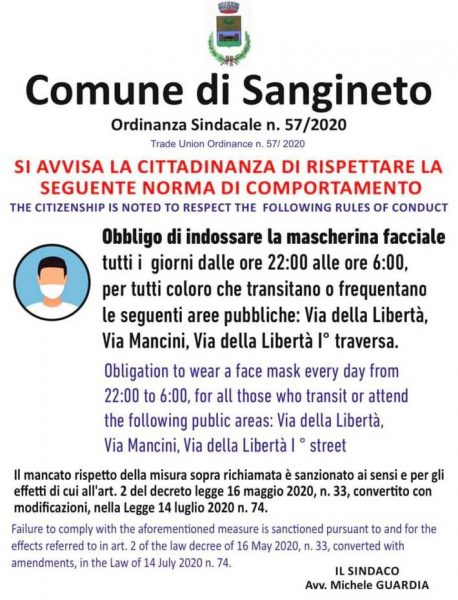 comune sangineto ordinanza