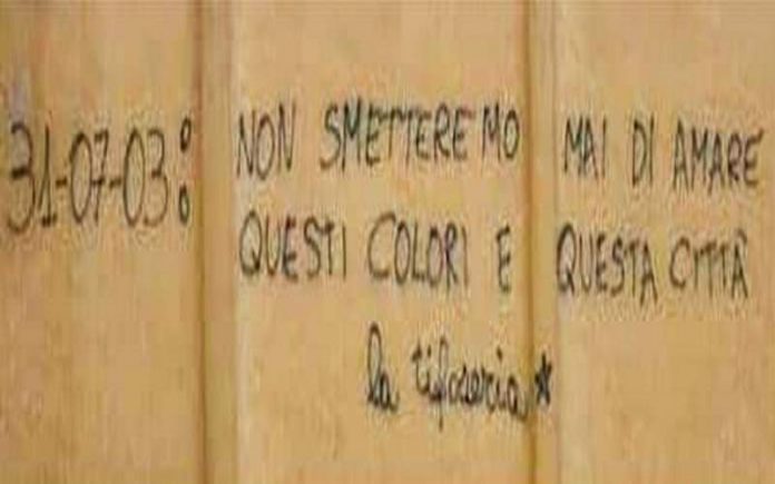 scritta muro stadio san vito