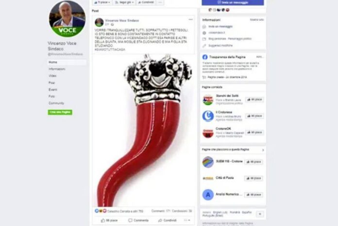 corno rosso pagina facebook sindaco crotone