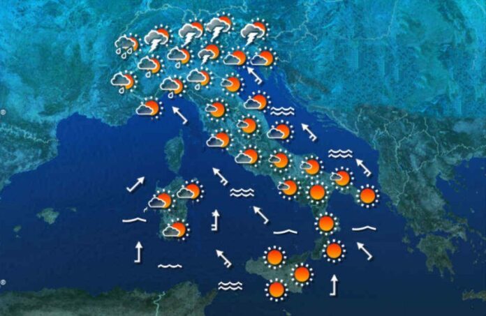 caldo al sud temporali al nord