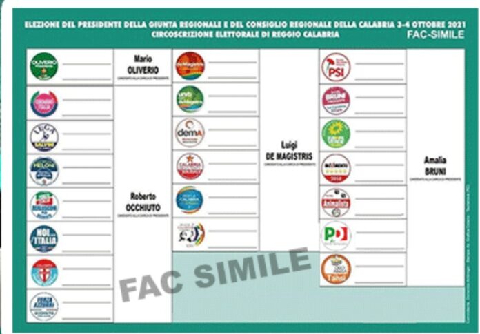 scheda elettorale regionali calabria 2021
