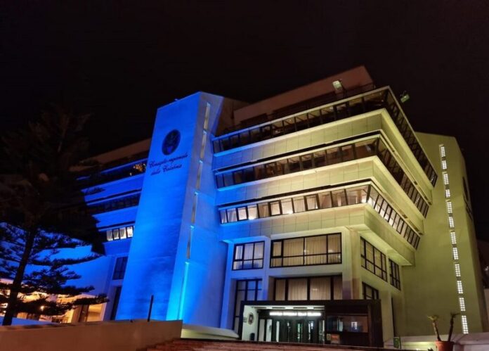 Palazzo Campanella illuminato Bandiera Ucraina