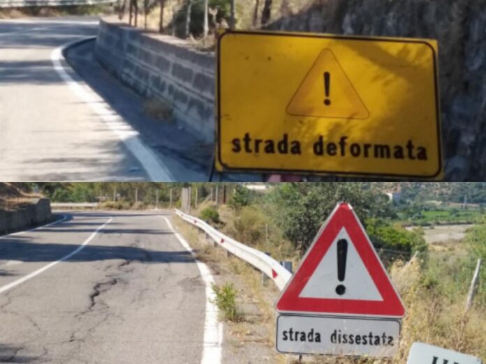 strada statale dissestata