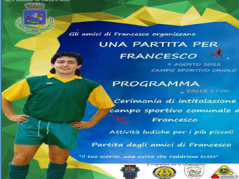 Oriolo intitola il campo sportivo a Francesco Varlaro