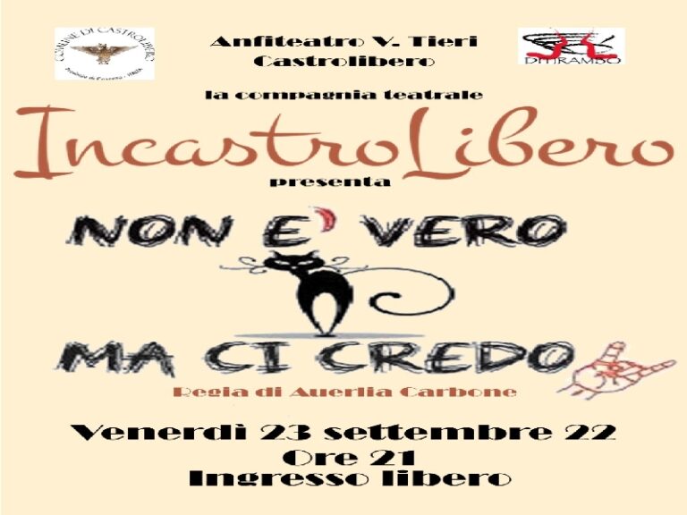 Teatro a Castrolibero, domani va in scena… la superstizione:“Non è vero ma ci credo”