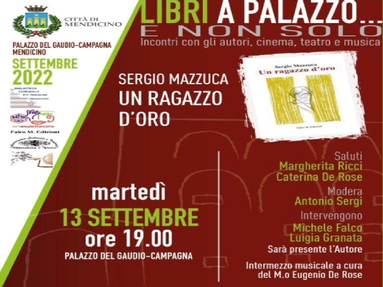 Sergio Mazzuca a Libri a Palazzo con “Il ragazzo d’oro”