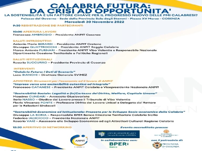 “Calabria futura, da crisi ad opportunità”