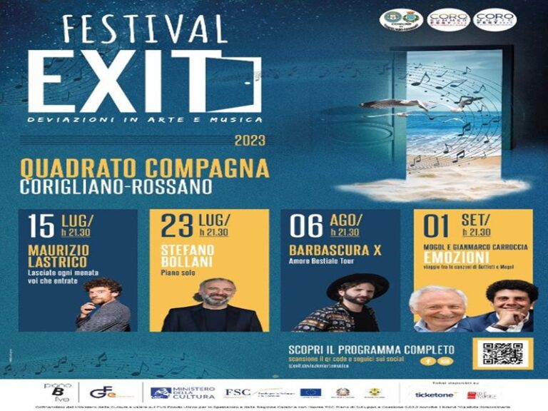 Quattro tappe imperdibili al Quadrato Compagna di Schiavonea (Cs) per il festival Exit