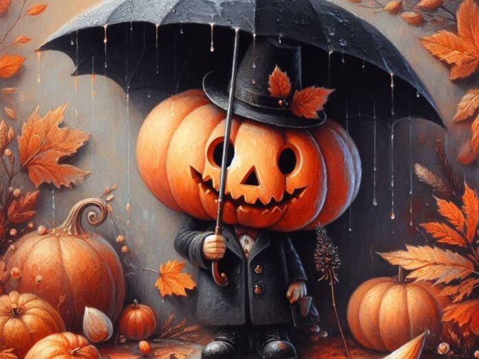 zucca halloween pioggia