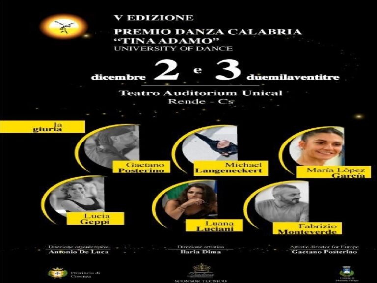 Domenica il premio Danza Calabria “Tina Adamo” al Tau dell’UNical