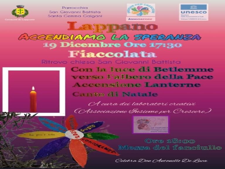 A Lappano l’albero della pace