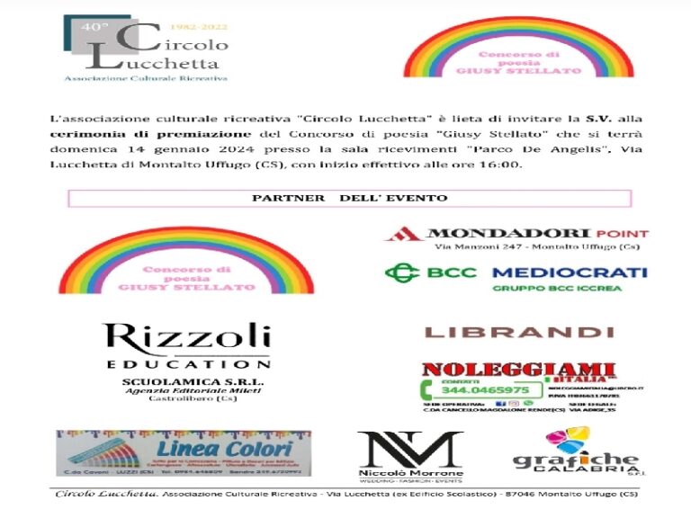 Domenica a Montalto il concorso di poesia dedicato a Giusy Stellato