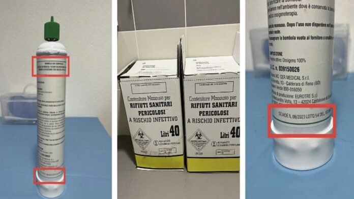 Bombola d’ossigeno scaduta, rifiuti speciali in bagno