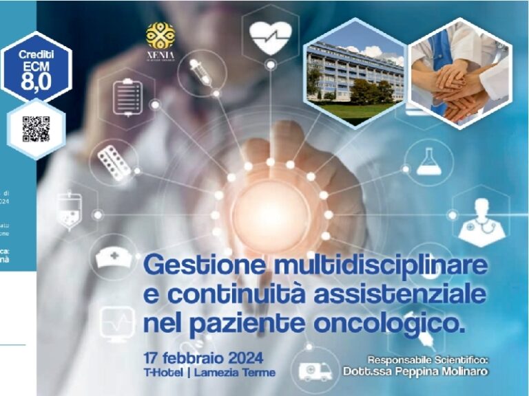 La gestione nel paziente oncologico: convegno a Lamezia il 17 febbraio
