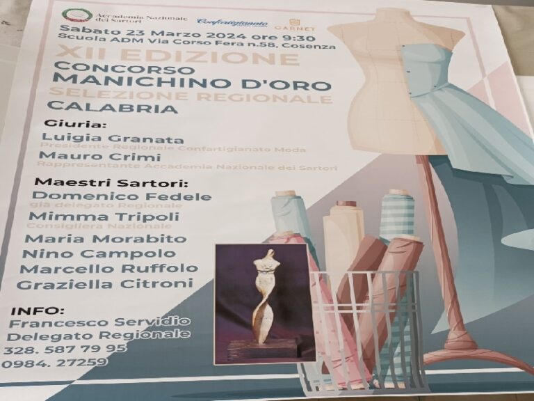 Sabato, a Cosenza, la selezione regionale del “manichino d’oro”.