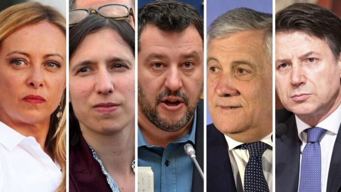meloni schlein salvini tajiani conte