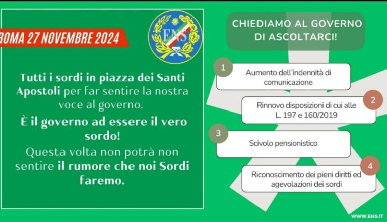 Manifestazione “I sordi in piazza: “chiediamo al Governo di ascoltarci”