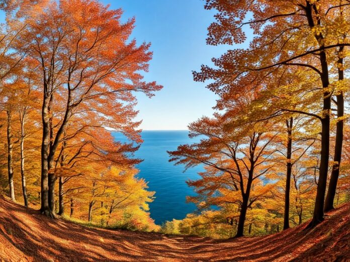 alberi autunno mare