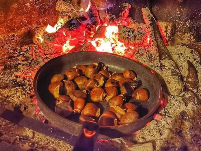 caldarroste caminetto castagne