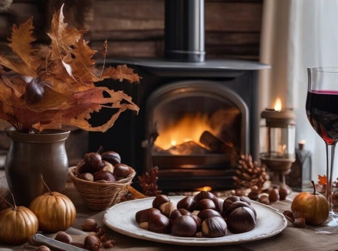 freddo caminetto castagne