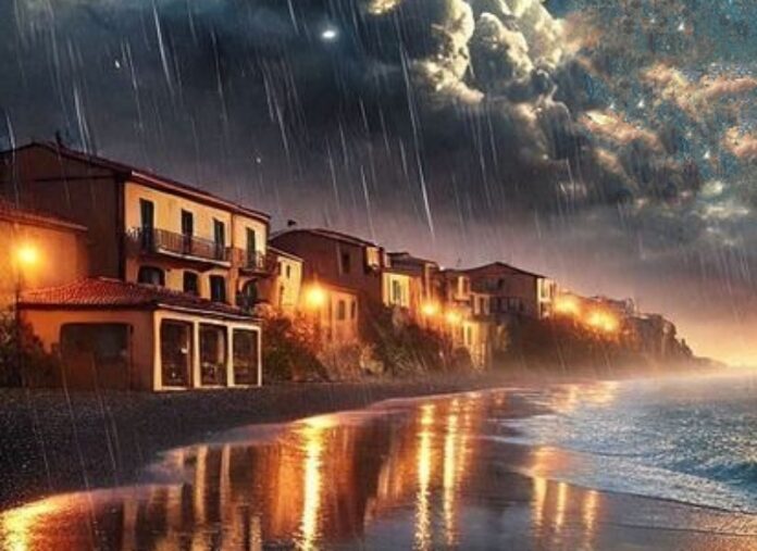mare pioggia sera