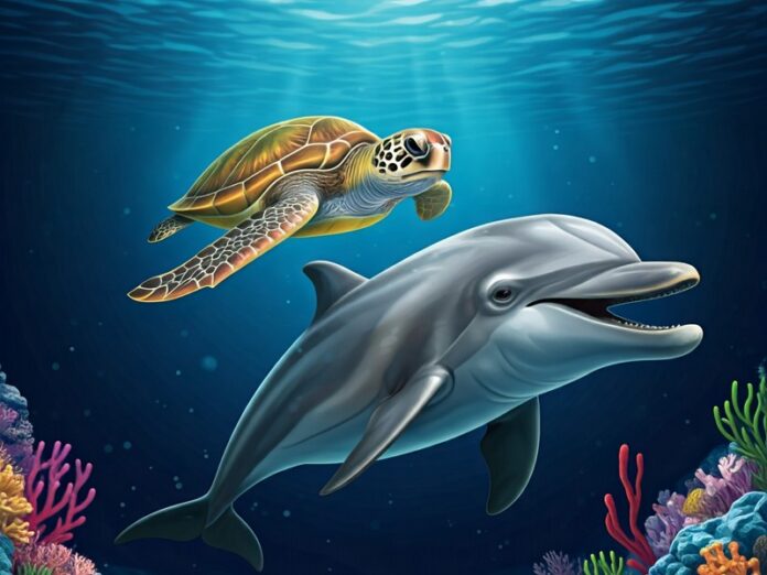 tartaruga e delfino