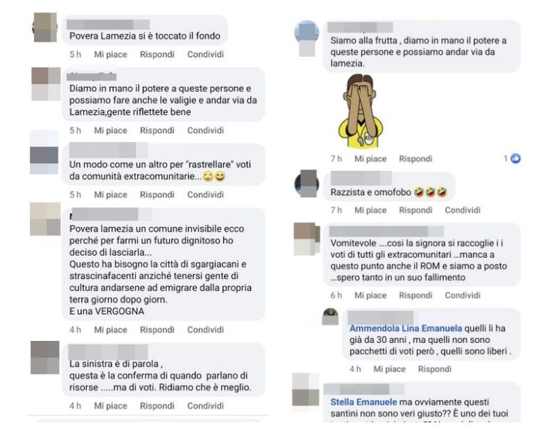 commenti razzisti candidati azione