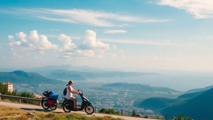 turista moto panorama