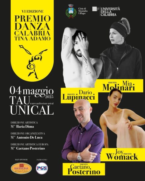 Al via la VI Edizione del premio Danza Calabria “Tina Adamo”. Appuntamento il 4 maggio al Tau dell’Unical con ospiti internazionali