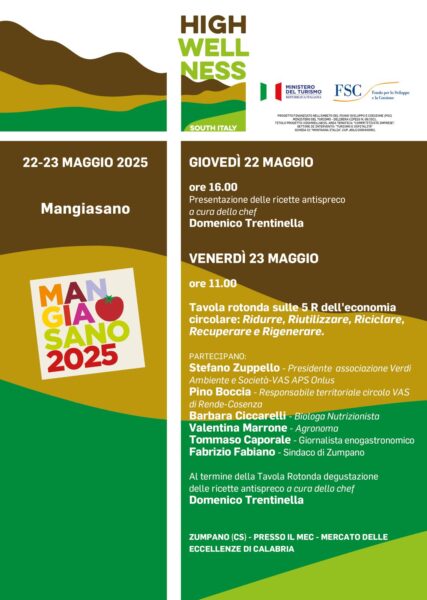 High Wellness South Italy: Mangiasano, economia circolare e lotta agli sprechi alimentari a Zumpano