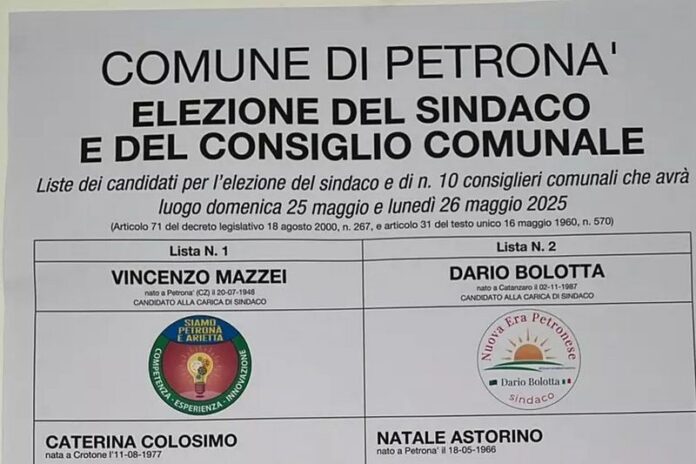 scheda elettorale sbagliata petronà