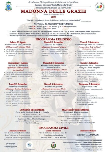 Programma Solenni Festeggiamenti Madonna delle Grazie Torre di Ruggiero (cz)