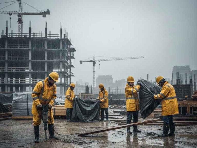 operai cantiere maltempo