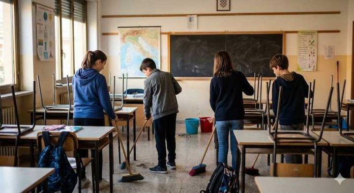 studenti pulizia aula