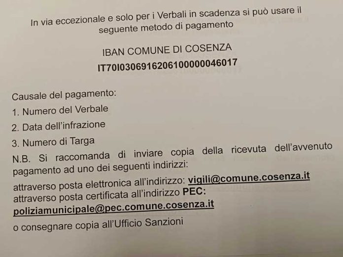 pagamento multe cosenza