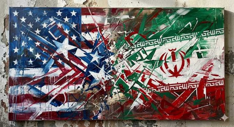 bandiera usa contro bandiera iran
