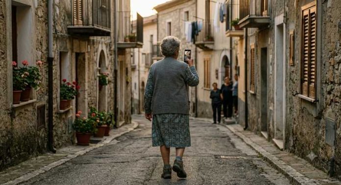 anziana riprende vicini cellulare